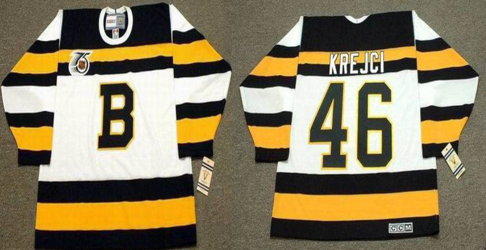 2019 Men Boston Bruins 46 Krejci White CCM NHL jerseys1